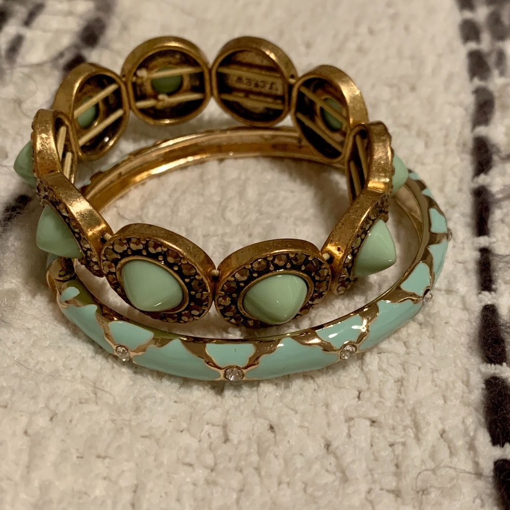 Set of Aqua & Gold Bracelets